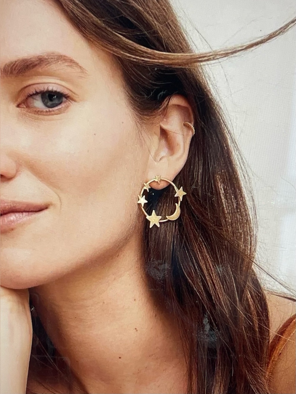Madewell Gold Moon & Stars Hoop Earrings